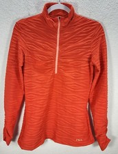 Women's Fila Orange Sweatshirt Pullover Running Walking Textured 1/2 Zip Sz M