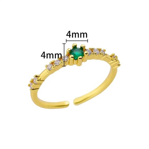 Stainless Steel Ring Green Zircon Round Handmade Women Christmas Party Gift - Picture 3 of 3