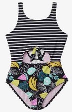 Volcom Kids Black Stripe Juiced One-Piece Swimsuit Size 12 L92448