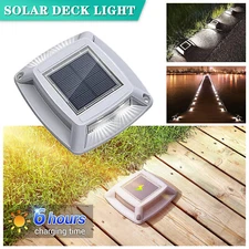 LED Solar Deck Lights Outdoor Garden Driveway Pathway Stair Step Dock Fence Lamp