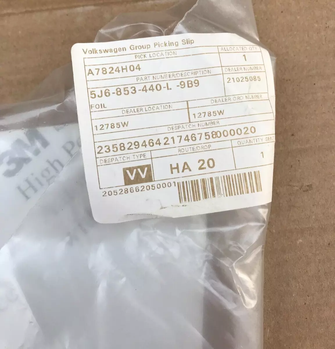 VW Decorative Foil / Film - 5J6853440L9B9 **Genuine New VW Group 