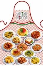 Italian First Pasta Courses Apron Kitchen Apron, Made in Italy
