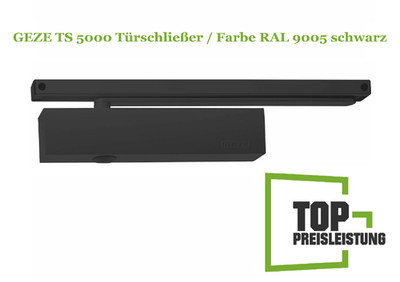 GEZE TS 5000 Türschließer inkl. Gleitschiene & Montageplatte RAL 9005 schwarz