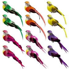 12 PCS Assorted Artificial Birds, 6, Clip On, Foam, Feathered, Christmas Tree