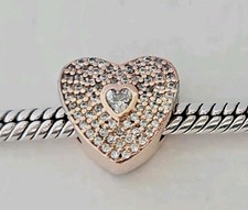 Genuine Pandora Bracelet Charm - Rose Gold Sparkling Sweetheart Charm ALE R