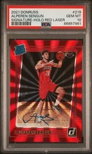 2021-22 Donruss Alperen Sengun Rated Rookie Holo Laser Red /49 Auto Gem PSA 10