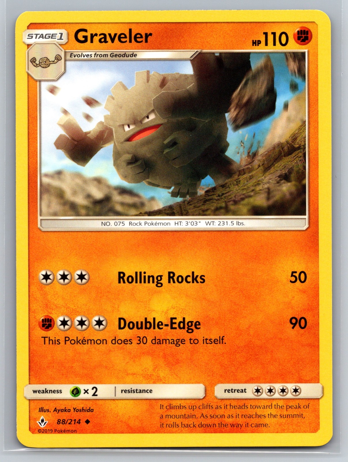 Graveler 88/214 Unbroken Bonds Pokemon Card Fighting Type Stage 1 Rolling Rocks