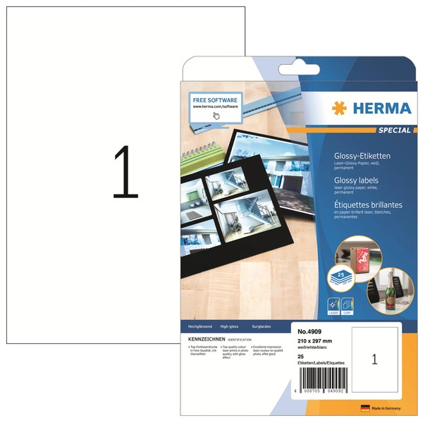 Herma Hochglanz-Etiketten Special, 210 X 297 Mm, Weiß 1 Bis 40 Stk Spare 27%-image