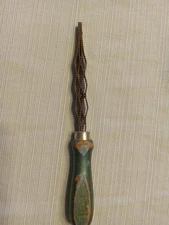 Small 8" Vintage Unique Metal Hand File Rasp With Green Wooden Handle