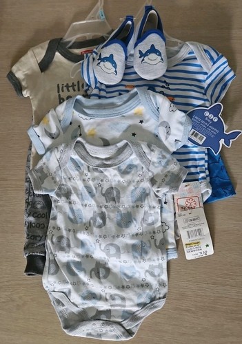 NEW 6 Piece Infant Boys Body Suit Clothing Lot Bundle Sizes 0-3 & 3-6 Month - Picture 2 of 22