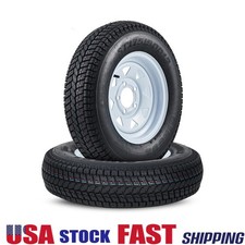 2-pack Trailer Tires Rims St17580d13 B78-13 Load C 5 Lug 13 White Spoke Wheel
