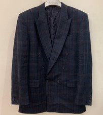 Vintage Angelo Litrico pure wool double breasted plaid jacket blazer 42R