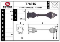 Antriebswelle Vorne Links 478Mm FüR Audi A3 8P 8V 1.9 2.0 3.2 05-22 3Q04072721AD