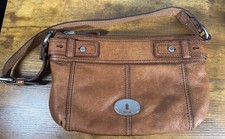 Fossil Maddox ZB5300 Purse Shoulder Bag Brown Leather Keyhole Front Vintage Y2K