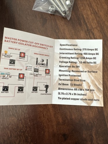 Battery Disconnect Switch 12V-48V π§ Isolator RV Boat Truck Bus Camper Van π - Picture 16 of 19