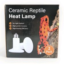 2 Pack 100W Ceramic Heat Emitter, Reptile Heat Bulbs, Ceramic Heat Lamp - New