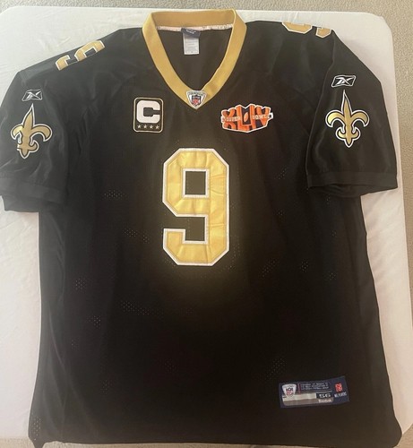 Drew Brees NFL Reebok Onfield Saints maglia capitano patch superbowl taglia 56 - Foto 2 di 14