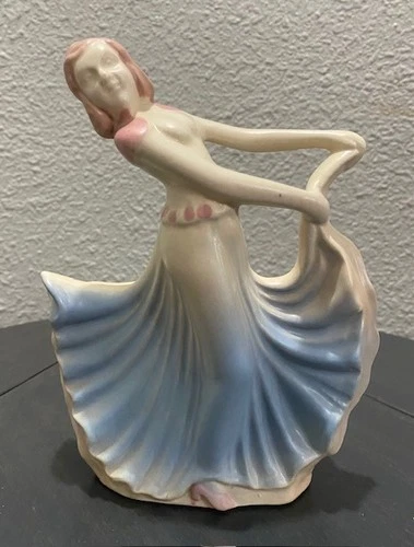 Vintage 1940s Art Deco Hull Pottery Dancing Lady 955 Made in USA Planter