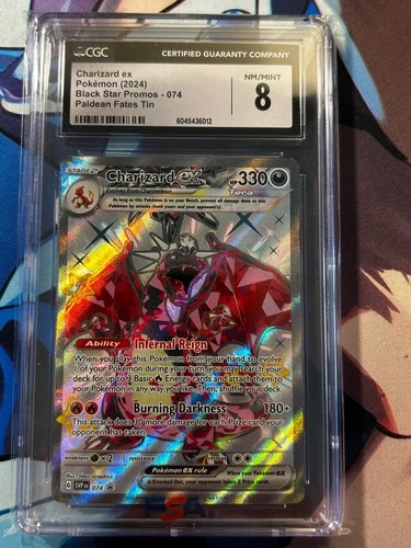 Charizard EX CGC 8 Pokemon 2024 Black Star Promo 074 Paldean Fates Tin
