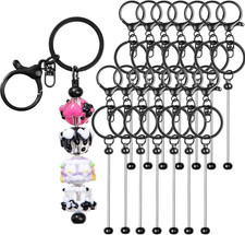 15Pcs Beadable Keychains Bulk Kit Cute Beadable Keychains Bar for Beads DIY Keyc