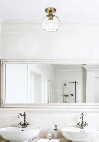 Elegant Lighting LD2204 Baxter 8"W Semi-flush Globe Ceiling - Brass - Picture 2 of 12