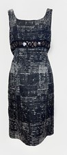 $598 Orig Clearance Ellen Tracy Brad Embellished Tank Dress 10 Black White