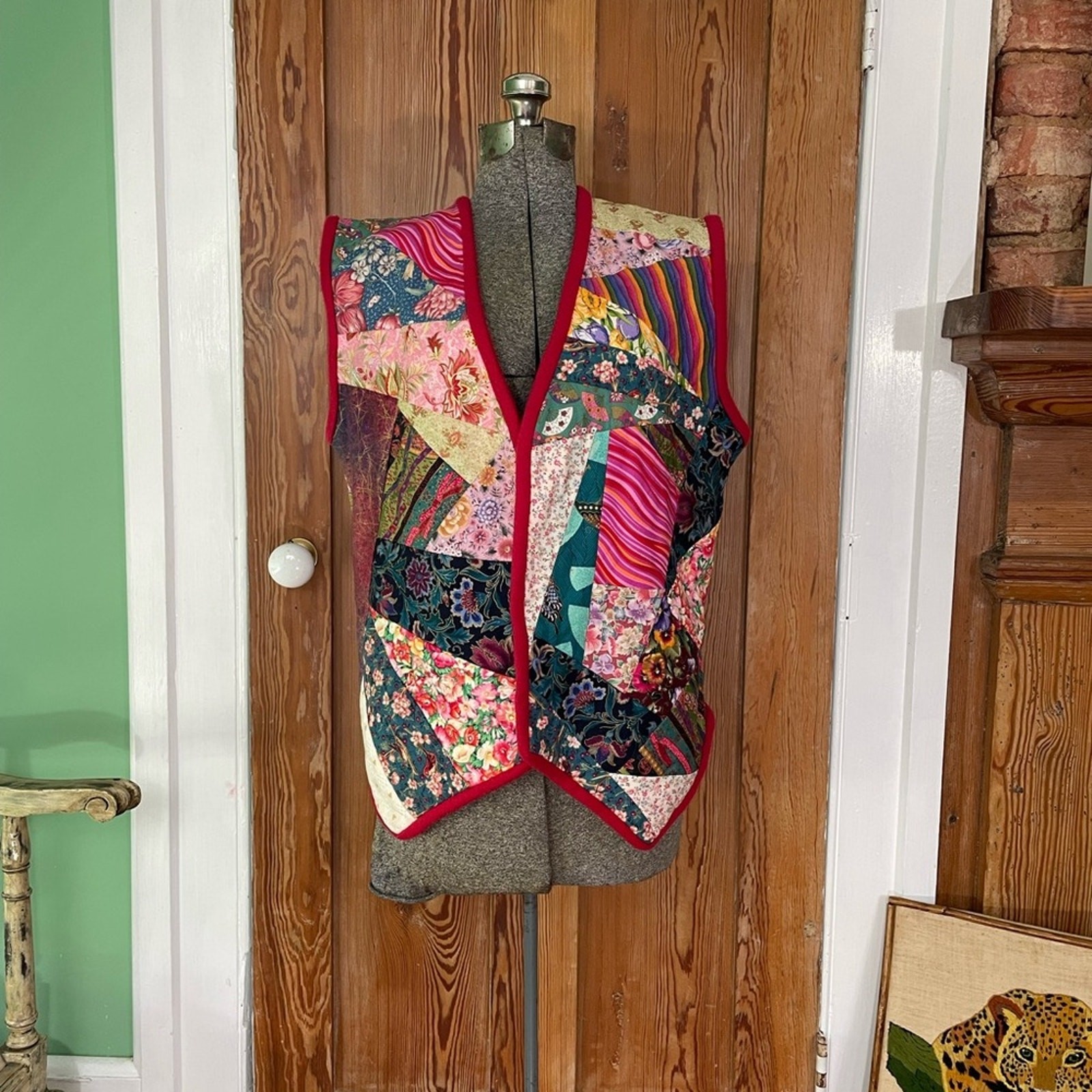 Handmade Patchwork Open Mixed Media Cottage Hippi… - image 3