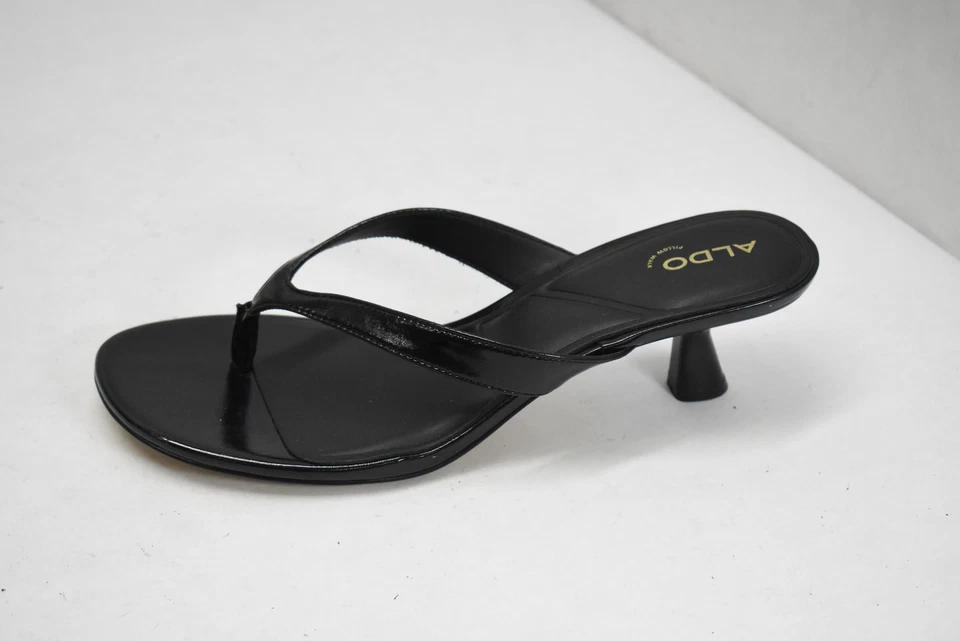 ALDO Sandalias Mujer Talla 10 Negro Almohada Caminar Tanga Gatito Tacón Chanclas Vestido Foto 4 de 4