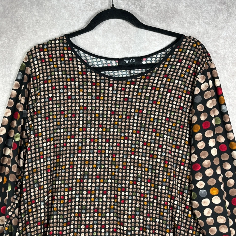 Cómoda túnica de EE. UU. para mujer XL multicolor lunares mangas largas artística elástica Foto 2 de 4