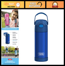 Stainless Steel Vacuum Insulated Kids Straw Bottle - 12oz, Blue, Durable  BPA-F