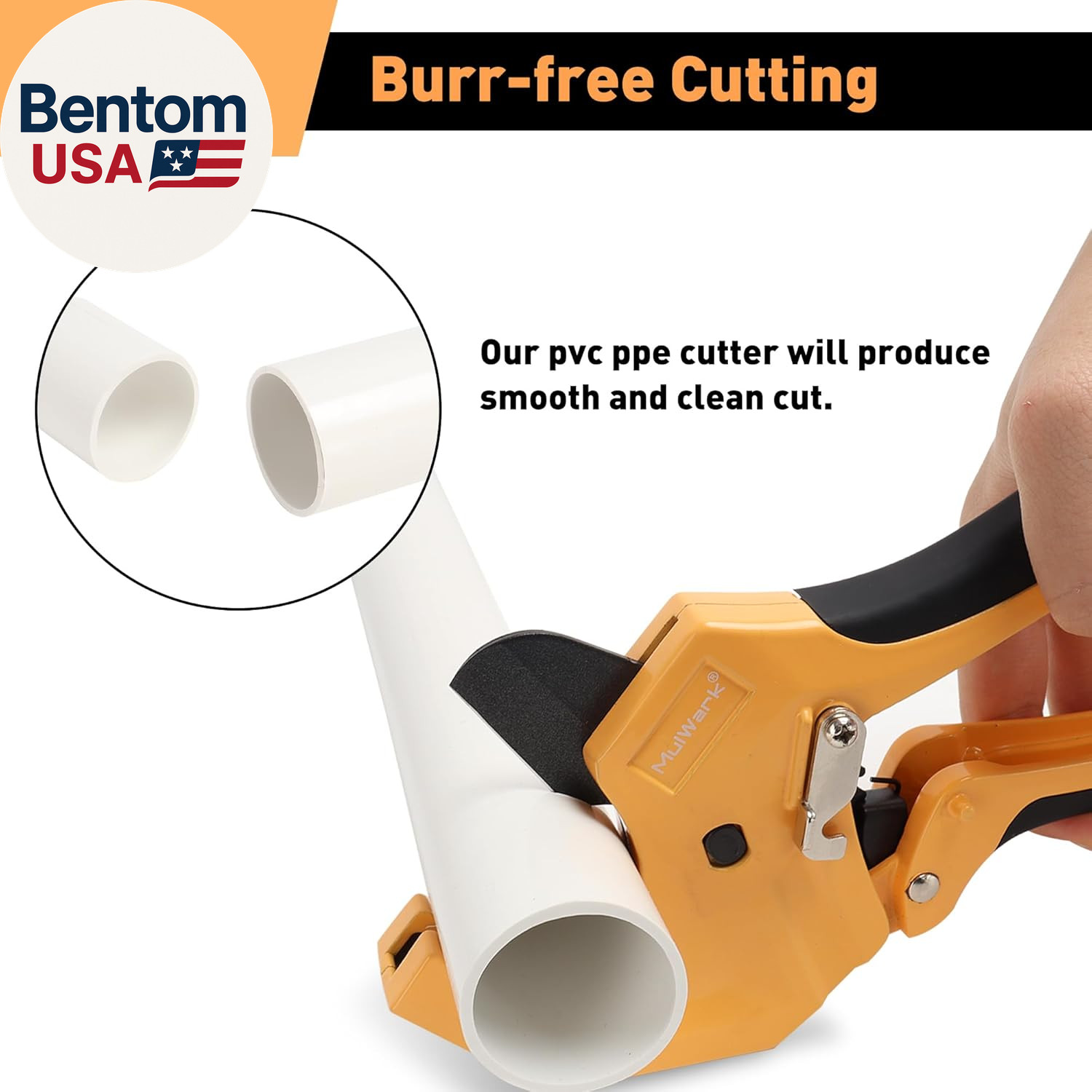 PVC Pipe Cutter Tool Cuts up to 1-5/8", Heavy-Duty Aluminum Ratchet Cutter with 