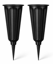 Cemetery Vase with Spike Grave Vase for Flowers Black Memorial Vase Set