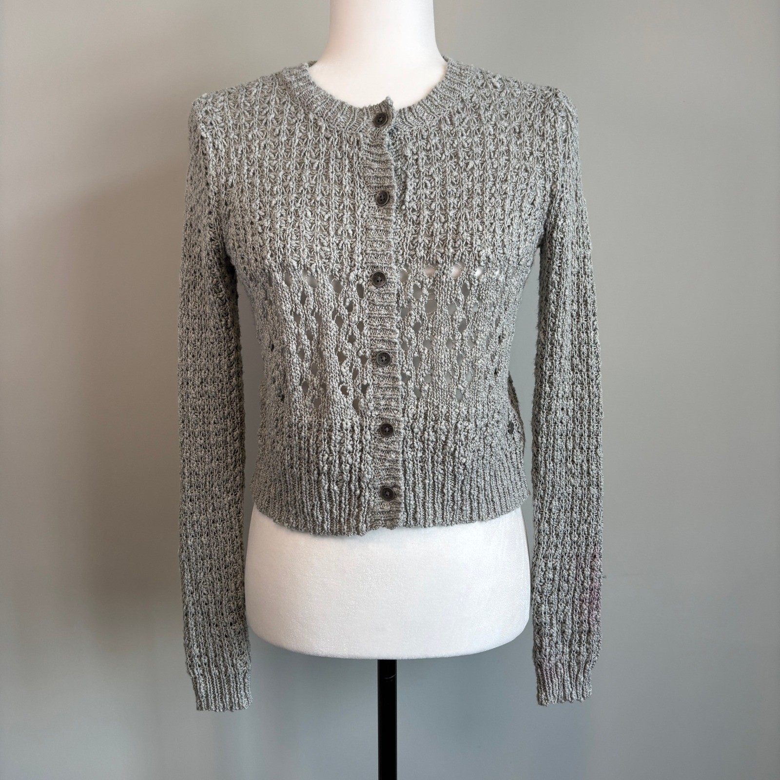 Roxy Open Knit Cardigan Button Front Cottagecore … - image 6