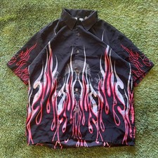 Crazy Y2K jnco like flame and skulls button up