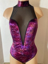 RARE Vtg VICTORIA'S SECRET Soft VELVET Bodysuit Teddy Playsuit Sheer Black Mesh