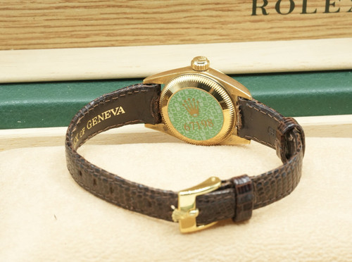 Ladies Yellow Gold Rolex Datejust 26 67198 Champagne Baton Dial Lizard Bracelet - Bild 6 von 11