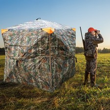 New 270  See Through Portable Hunting Blind, 3-4 Person Ground Blind Quick Setup
