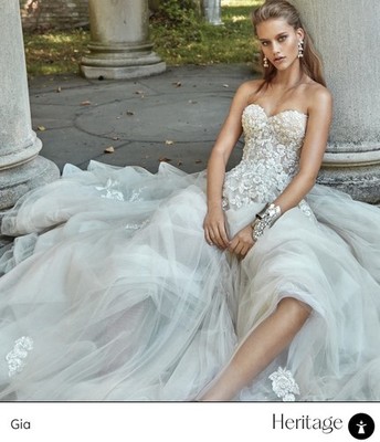 New Galia Lahav G-503 Custom 3D Floral Crystal Wedding Gown | Sample NWOT Small