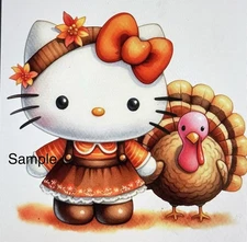 KITTY THANKSGIVING STICKERS ENVELOPE SEALS LABELS 1.5" ROUND (30) CUTE