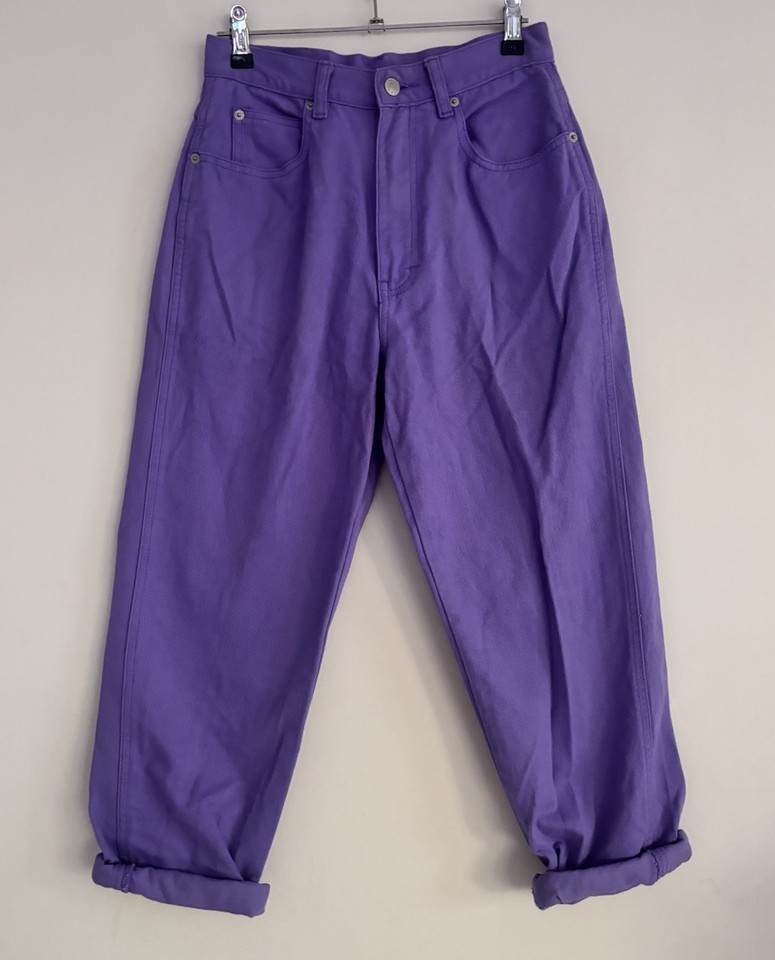 Jordache Ladies Jeans Sz 8 Purple Denim Jean Logo Relaxed Small Fit Casual 90’s