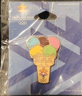 Salt Lake City 2002 Utah Olympic Pin Food Ice Cream 5 Flavors Scoop Cone 