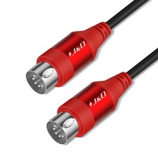 J D 5-Pin DIN MIDI Cable, Male to Cables Compatible with 3 Feet, Red