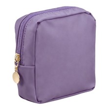 Polyester Makeup Bags Small Cute Cosmetic Zipper Pouch Purse, Dark Purple
