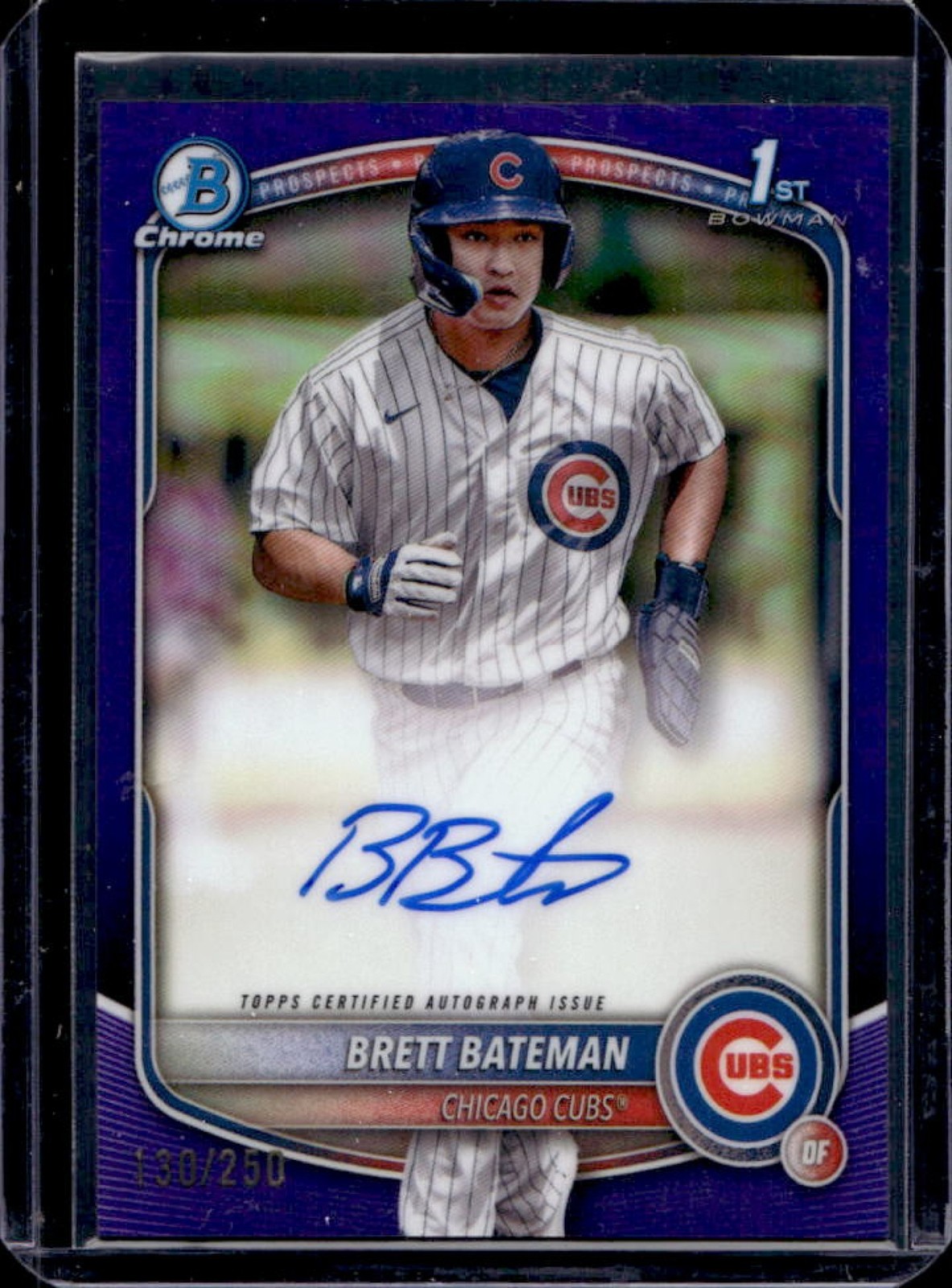 2025 Bowman Chrome Brett Bateman Auto Purple Refractor 1st #130/250