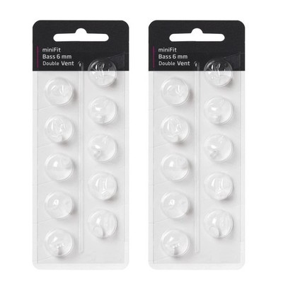 Hearing Aid Domes for Oticon MiniFit Double Vent Bass Domes: 2 Packs (6mm), Univ