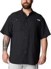Columbia Mens Bahama II UPF 30 Short Sleeve PFG Fishing Shirt, Black, Size: XXS