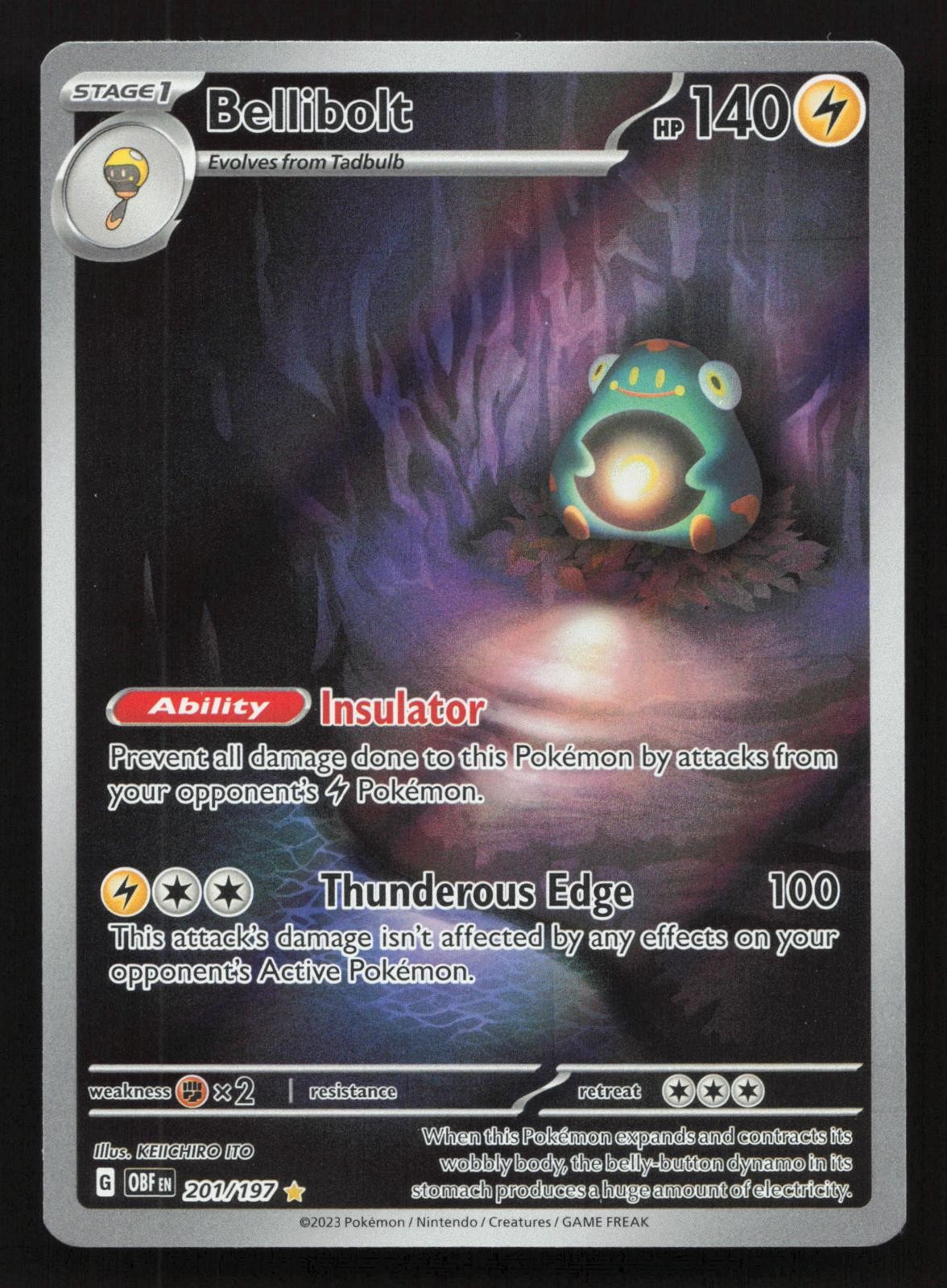 Bellibolt 201/197 Obsidian Flames Illustration Rare Pokemon Near Mint