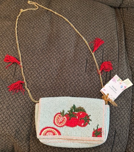 Viral Beaded Tomato Handbag Purse India Anthropologie - 第 1/9 張圖片