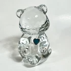 Fenton Blue Heart Crystal Glass Birthday Birthstone Bear Figurine 3.5” B47