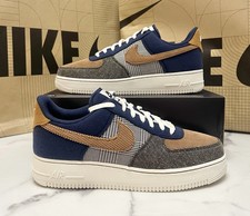 Nike Air Force 1 '07 PRM Tweed Navy Brown FQ8744 410 Men's Size 9